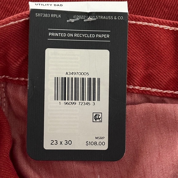Levi’s Dad Utility Jeans in Red Size 23 X 30 - Picture 12 of 16